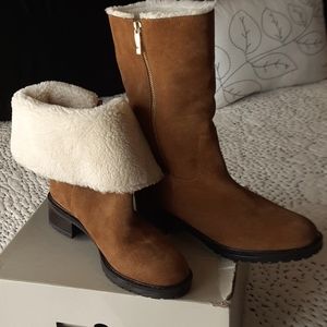 Bandolini Suede/Fur Boots, Burnish Brown size 8.5